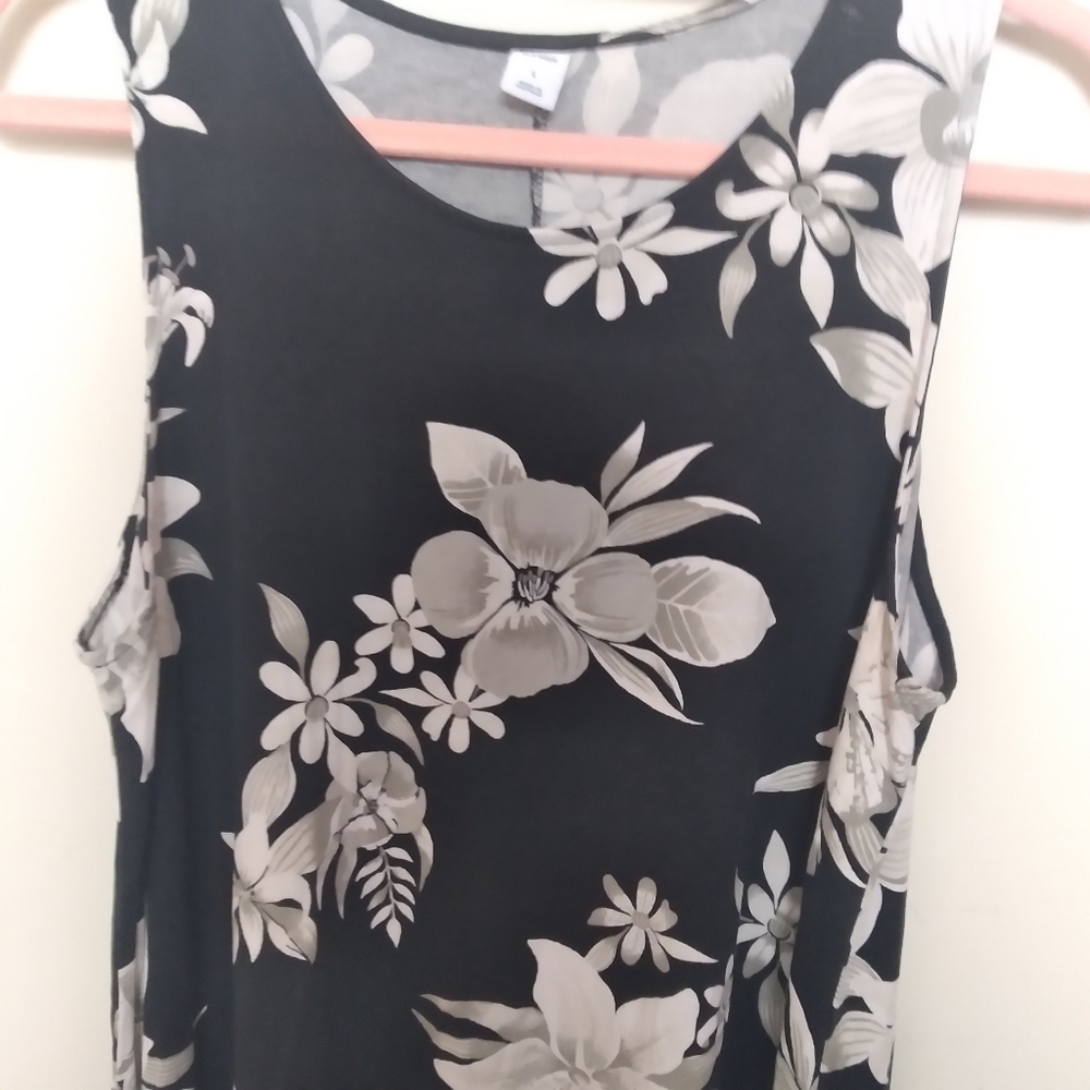 Old Navy Black and White Floral Midi Tank Dress Size Large - Picture 4 of 9
